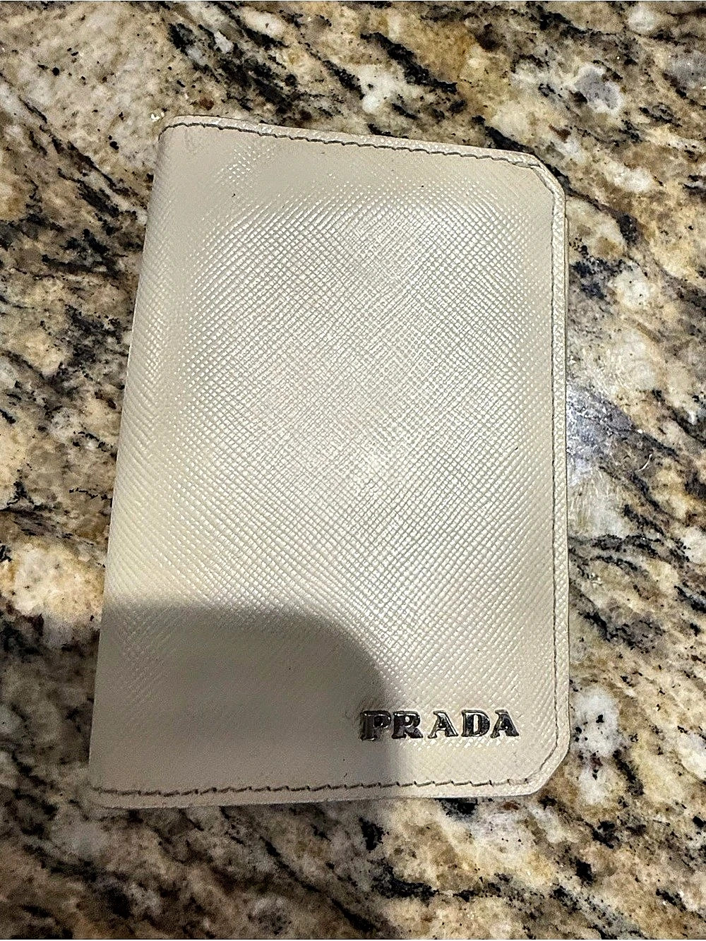 Prada Saffiano Leather Card Holder in Cream